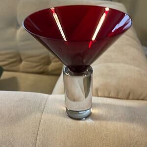 Crystal  -Martini red or decorated for candy or nuts at an event 43/4” wide